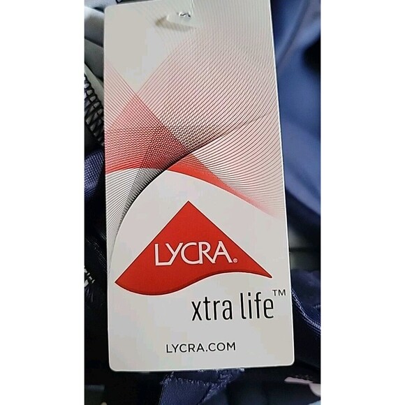 Lands' End Swim Top Navy 18W Square Neck Tankini Polka Dot 1X Underwire S490 - Picture 7 of 13